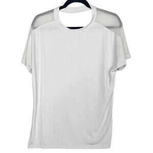 Athleta Small Gray Essence Mesh Wanderlust Hybrid Tee Short Sleeve Crew Neck